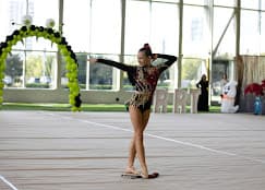 Gymnast performing hoop routine